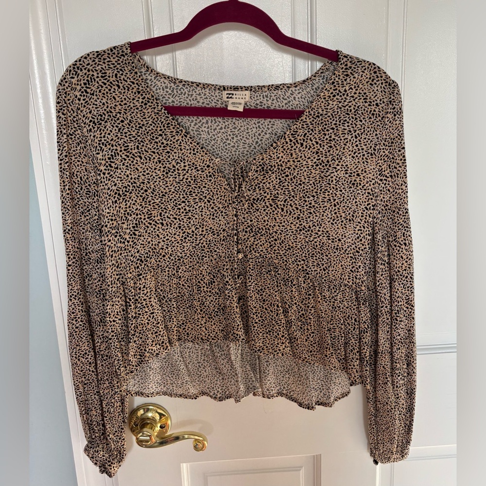 Billabong Animal Print Peplum Crop Top Small